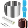 WANGDEFU Anello per Torta Regolabile Diametro 16-30 cm,Altezza 15 cm,in Acciaio Inox | Regolabile 6-12 Pollici,con Scala,Acciaio Inossidabile,1PCS Torta Collare Trasparenti 5M Acetato,Stampo Torta per Cuocere