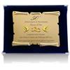 ATS Incisione Targhe & Timbri Targa Nozze d'Oro 50° Anniversario di Matrimonio con Astuccio in Velluto - Targa Ricordo a Forma di Pergamena - Idea Regalo per Genitori, Nonni e Coppie (Colmbe Blu)