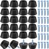Glarks 24 Set di Protezioni per Pavimento Nero - Piedini in Gomma Antiscivolo Compresi 24 Piedini in Gomma Antiscivolo e 25 Viti in Acciaio Inox