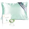townssilk Federa seta cuscino,100% naturale seta di gelso 19momme,doppia faccia,benefica per capelli e pelle,ipoallergenica,cerniera nascosta,1 pz,50x75cm,Lightgreen