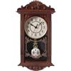 EMPOTEC Orologio da Parete a Muro Pendolo in Plastica Effetto Legno, Stile Vintage, per Soggiorno, Cucina o Sala da Pranzo, Finitura Anticata h40 cm (Marrone)