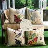 DakTou Federe Cuscini per Divano Esterno Giardino Fiori Farfalla Uccello Copricuscini Decorativi Primavera Estate Impermeabile Lino Fodere Quadrate per Cuscino per Letto Soggiorno Casa Set di 4