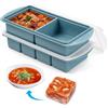 Ecofocet 2 pezzi Souper cubes,Silicone freezer moulds,Stampo Silicone con Coperchio,Contenitore Porzioni Alimenti,Contenitori per zuppe,2 scomparti 4 scomparti,per zuppe,salsa,cubetti di ghiaccio