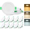 Fynokst Faretti LED da incasso da 230 V, 3000 K/4000 K/6500 K, temperatura di colore regolabile, faretti LED da 7 W, dimensioni del foro 68 mm - 78 mm, IP44, per cucina, bagno, soggiorno, set da 12