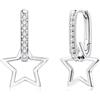 Glintara Orecchini a cerchio per donne e ragazze, orecchini Huggie in argento Sterling 925 con ciondolo geometrico a forma di cuore a stella, orecchini a cerchio in argento con zirconia cubica