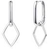 Glintara Orecchini a cerchio in argento 925, a forma di stella/cuore/geometrico, per donne e ragazze, in argento sterling 925, ovali, con ciondolo, alla moda, con zirconi, regalo per donne, Argento