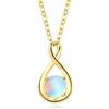 FANCIME Ciondolo a forma di infinito in oro bianco 585, 14 carati, con pietra portafortuna, collana in argento Sterling 925, per la festa della mamma, San Valentino, anniversario, compleanno, regalo