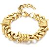 Bandmax Bracciale Uomo a Catena Cubana di Spine in Acciaio Inossidabile, Braccialetto Oro HipHop Punk Rock, Larghezza 12MM Grosso Catenine Accessori