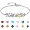 Wamantic Bracciale Donna Argento Personalizzato con 2-7 Nomi e Pietre Nascita - Braccialetto Infinito Regalo Festa della Mamma Compleanno Natale (3 pietre portafortuna 3 nomi)