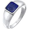 Kuzzoi Anello da uomo con sigillo massiccio (10 mm), in argento 925, classico, 60, Gemma, Sodalite