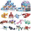 Philoctes Mondo subacqueo per feste, mini mattoncini da costruzione, 12 pezzi di animali marini, regalo di compleanno per bambini, per bambini da 4 a 12 anni