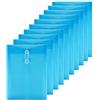 ZLYY Confezione da 10 buste in plastica trasparente blu con soffietto espandibile, per buste formato US Letter/A4 con chiusura a bottone, apertura superiore a soffietto da 3 cm