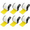 BETCKEY - 6 Rotoli DK-22205 Etichette a Lunghezza Continua Compatibile con Brother, 62mm x 30.48m, 6 Etichette Colorate Giallo per Stampanti di Etichette Brother QL