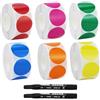 REBECCAGIBSON 3000 pezzi adesivi colorati, etichette adesive rotonde, etichette adesive colorate, 25 mm, multicolore, con 2 pennarelli, per negozi, uffici, magazzini, scuole, case private