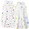 Mosebears Sacco nanna Estivo per Bambini, 0,5 Tog 100% Cotone Traspirante (2 confezioni Animal, S (0-6 mesi))