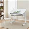 Dmora Scrivania regolabile in altezza con ripiano inclinabile, in metallo bianco, cm 110x68x55-78