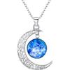 Clearine Collana Argento 925 Oroscopo Zodiaco 12 Costellazione Astrologia Galassia & Mezzaluna Luna Perle di vetro Pendente Ariete