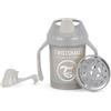 Twistshake Bicchiere Antigoccia per Bebè mini con Beccuccio Morbido e Frullatore per Frutta 230ml, Senza BPA, Sippy da Allenamento per Bambini | Grigio Chiaro