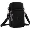 WITERY Borsa a tracolla in nylon impermeabile per telefono cellulare, borsa a portafoglio per smartphone, nero, 7x3.5x2.3inch