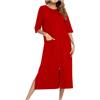 ThiCc Vestaglia da donna con cerniera, camicia da notte midi ampia con tasche, morbida manica a 3/4, abbigliamento da casa, comodo abbigliamento da notte per la casa, abbigliamento quotidiano