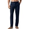 WILLIT Pantaloni da uomo in lino, leggeri, estivi, lunghi, in cotone, con tasche, coulisse, per vacanze, spiaggia, vita quotidiana, grigio chiaro, 36W