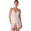 Lovable Pigiama Estivo in 100% Cotone | Top con Spalline Regolabili e Scollo a V e Pantaloncini | Fresco e Traspirante | Donna, Bianco Latte 4 - L