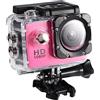 Matybobe Action Camera DV Impermeabile Ad Alta Definizione a 7 Colori per Appassionati di Avventure, Mini Videocamera con Supporto per Bicicletta, Riprese Subacquee Fino a 30 M (Rosa)