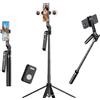 FUNSNAP Treppiede per tracciamento automatico con luce, treppiede per telefono AI Face Tracking a 360°, supporto intelligente con anello luminoso LED regolabile per streaming live, TikTok, YouTube