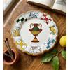 Mondocreazioni Piatto in Ceramica Decorato a Mano Carte Siciliane Multicolore Stile Tradizionale Siciliano (Coppe)