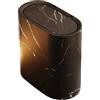Feegow Pattumiera sottile con coperchio, in plastica, sottile, per bagno, cucina, design a doppio tubo salvaspazio, controllo a prova di perdite, motivo con venature del legno marmorizzato (nero)