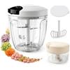 FACIACC Taglierina manuale per cipolle da 900 ml e set da 200 ml, con lame in acciaio inox, coperchio e frullatore, senza BPA, per verdure, frutta, aglio