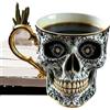 Generico Tazza Da Caffè - Tazza In Resina Tema Teschio Halloween | Stoviglie Arte Scura Di Effetto Moda Tutte Le Stagioni Per Interni Ed Esterni