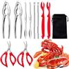 SPATUAMZ Set di 10 strumenti per frutti di mare in acciaio inox, granchio, aragosta, cracker, forchette, forbici, crostacei, frutti di mare, kit di apri