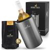 BARMINGO Refrigeratore per vino in acciaio inox con piastra di raffreddamento, per vino, spumante, champagne, a doppia parete con polsini refrigeranti, per bottiglie di vino (argento)