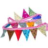 RAJBHOOMI HANDICRAFTS Bandierine triangolari da appendere per matrimoni,inaugurazioni,feste a tema carnevale,feste di compleanno,eventi all'aperto,decorazione per aule (2,4 m lunghezza,multicolore)