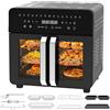 Dewelling Friggitrice ad Aria Dual Zone 23L, Air Fryer XXL con divisore rimovibile, Friggitrice senza olio con porte French Door, 15 programmi, Grande finestra, 5 set di accessori, Ricettario incluso
