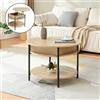[en.casa] Tavolino da Caffè con Piano Rotondo Sollevabile e Scomparto Chiuso Tavolo Centrale da Salotto Apribile Trasformabile Vano Ripiano (ØxA):70 x 49 cm - Effetto Rovere