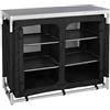Baroni Home Armadietto da Campeggio Pieghevole, Armadio Salvaspazio con Ripiani Interni, Struttura in Alluminio, Barbecue, Picnic e Outdoor, 96x48x79 cm (Nero)