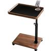 BOODPET Tavolino a forma di C con ruote, regolabile in altezza 45 - 80 cm, girevole a 360°, piano in MDF con telaio in acciaio, supporto per cellulare e tappetino in silicone, 35 x 25 cm, divano e