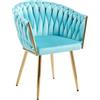 IlGruppone Poltrona Con Schienale In Velluto Intrecciato Design Moderno, Sedia Imbottita Circolare con Gambe in Metallo Placcato Oro Poltroncina - Tiffany
