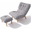 BAKAJI Poltrona Reclinabile con Poggiapiedi e Imbottitura Extra, Grigio | Imbottitura Soffice, Pouf Sgabello Altissima Densità, Seduta Ergonomica, Schienale Inclinabile