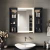 SIRHONA Armadietto da bagno a specchio, armadio da parete con illuminazione a LED e prese di corrente, interruttori a controllo tattile, dimmerabile, con ripiano in vetro regolabile, 80 x 60 x 13 cm