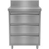 Ristoattrezzature - Cassettiera in acciaio inox con alzatina 3 cassetti 50x60x95h cm