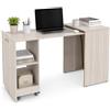 Shally Dogan Mobile con Tavolo a Scomparsa Richiudibile Multiuso, Scrivania con Libreria Design Salvaspazio e Versatile, Mobiletto Armadio da Casa, Ufficio, Chiusura Magnetica, Olmo