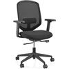 HJH Office Sedia da ufficio professionale Delvia, ergonomica, supporto lombare e braccioli regolabili in altezza, meccanismo sincronizzato, comodi bordi di seduta, colore nero