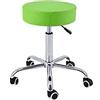 Quirumed Base Cromata Sgabello 5 Ruote, Acciaio, Colore Verde Pistacchio, Rivestimento In Similpelle, Imbottitura Ad Alta Densità, Leggero, Regolabile In Altezza, Fino A 150 kg