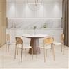 BLSYHDH Set di 4 sedie per sala da pranzo, in rattan, con schienale in rattan, sedia da cucina, per sala da pranzo, soggiorno, camera da letto (colore legno-B, set di 4)