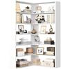 IRONCK Libreria a 6 ripiani, altezza 180 cm, in legno, a forma di L, per studio, ufficio, soggiorno, camera da letto (bianco)