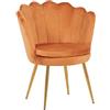IlGruppone Poltrona Conchiglia Camera da Letto in Velluto Design Moderno, Sedia Classica con Gambe in Metallo Placcato Oro - Poltroncina per Salotto con Seduta Morbida Imbottita Modello Maddina - Ruggine