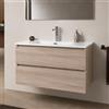 Yellowshop | Mobile Bagno Sospeso CLOE - Composizione Completa con Lavabo Ceramica, Chiusura Soft Close, Finitura Rovere (70 cm, Mobile con Lavabo)